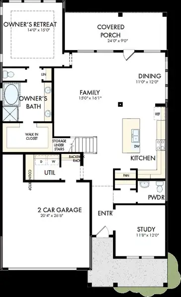 2D floor plan layout of this home in Headwaters 50' - Executive Series, Dripping Springs, TX (Image 2).