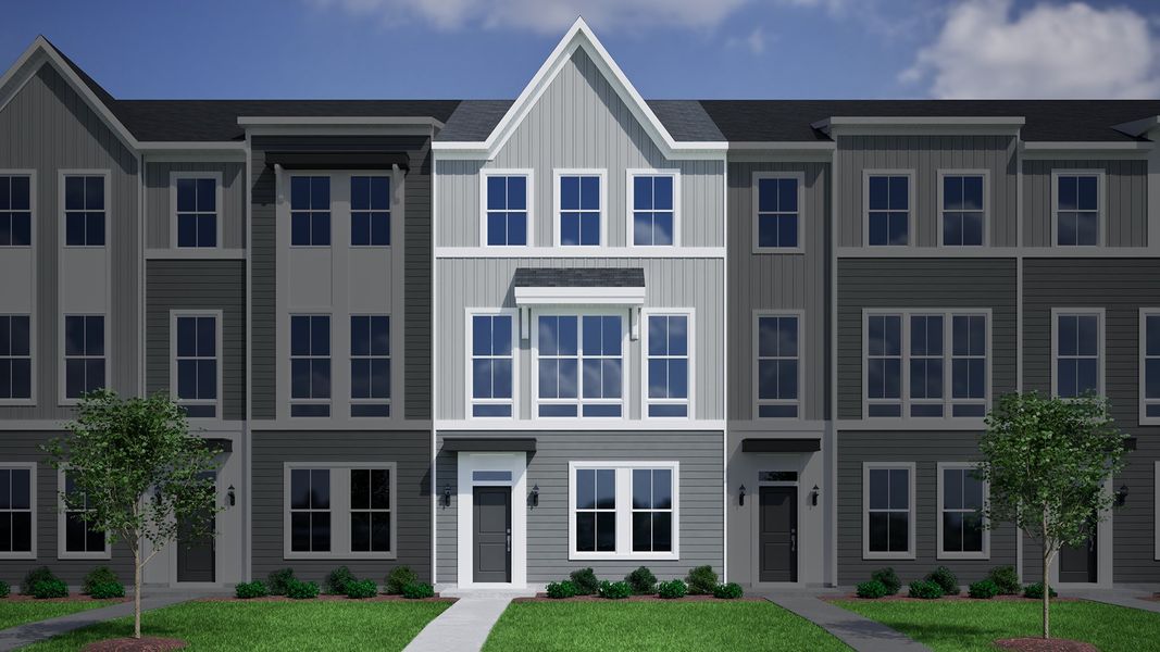 Representative exterior photo of a completed home built from the Daphne 3-Story 2-Car Garage - Vanguard Collection by Mungo Homes in Avenue One, Castle Hayne, NC (Image 23). Representative exterior photo of a completed home built from the Daphne 3-Story 2-Car Garage - Vanguard Collection by Mungo Homes in Avenue One, Castle Hayne, NC (Image 23).