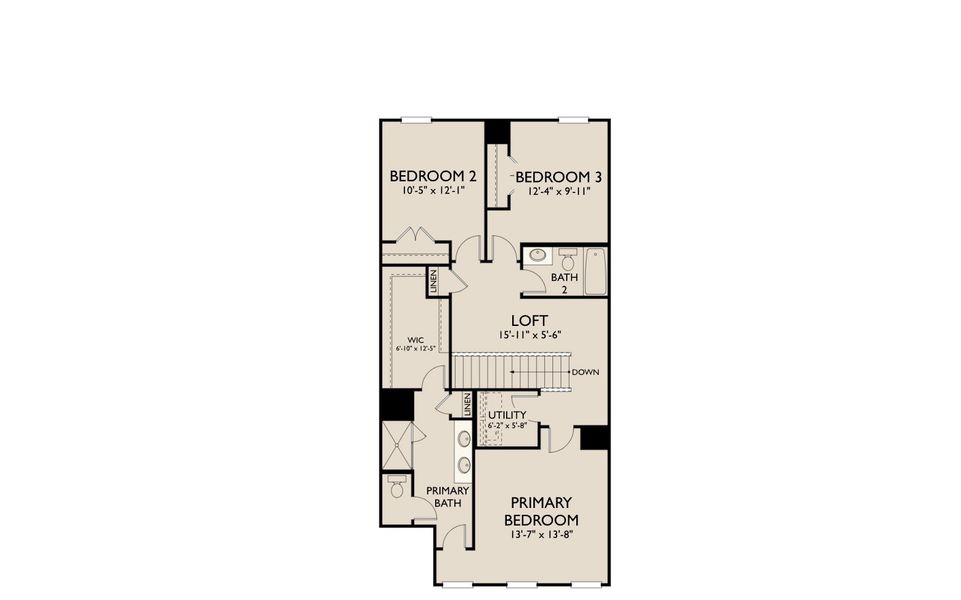2D floor plan layout for the Foxglove by Ashton Woods in Langston Reserve, Cartersville, GA (Image 3).