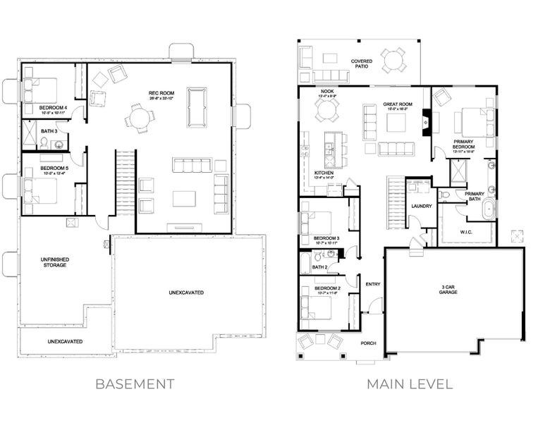 2D floor plan layout for the Reese by Lokal Homes in Jackson Creek, Monument, CO (Image 3).