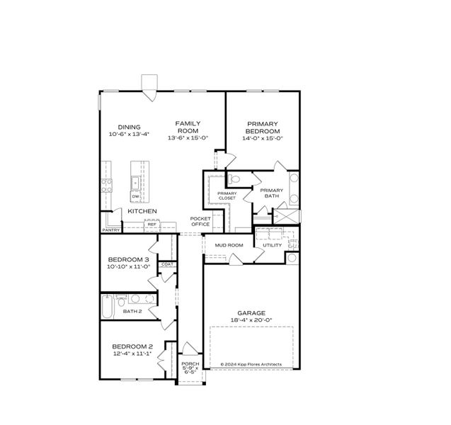 2D floor plan layout for the The Phoenix by Davidson Homes LLC in Ivy Glen, Perry, GA (Image 4).