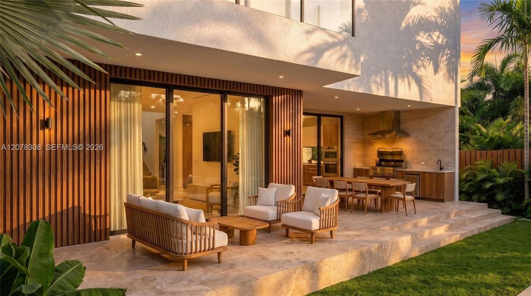 Exterior details and patio area of a home in , El Portal (Image 29). Exterior details and patio area of a home in , El Portal (Image 29).