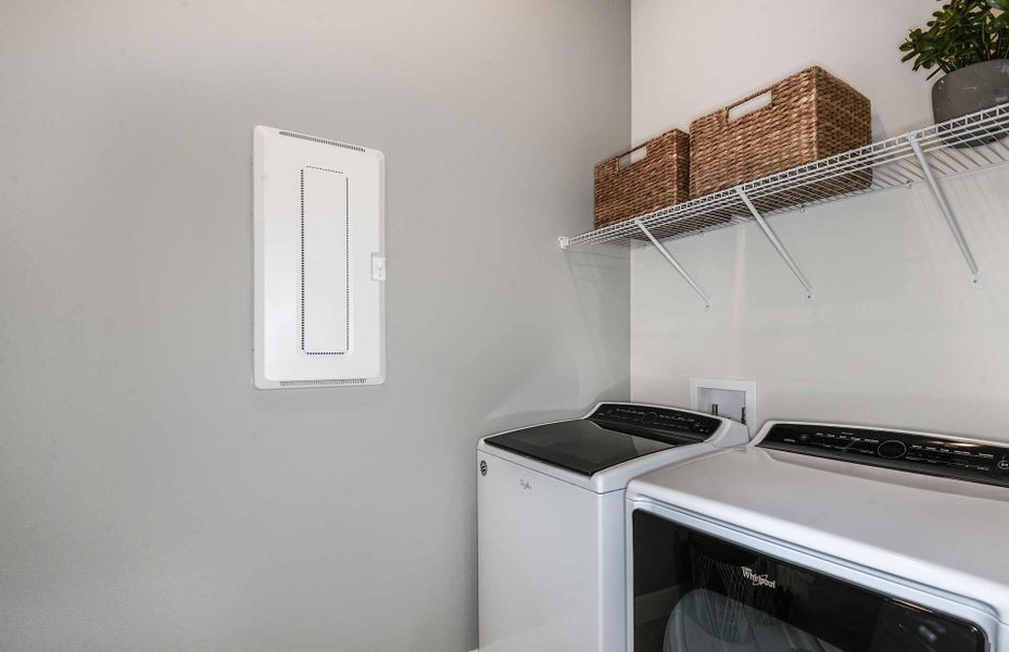 Laundry Room with Overhead Shelf for Storage