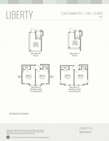 2D floor plan layout for the Liberty by Riverside Homes in Mariposa at EverRange, Jacksonville, FL (Image 7).