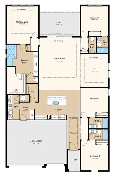 2D floor plan layout of this home in Headwaters at Lofton Creek, Yulee, FL (Image 2). 2D floor plan layout of this home in Headwaters at Lofton Creek, Yulee, FL (Image 2).