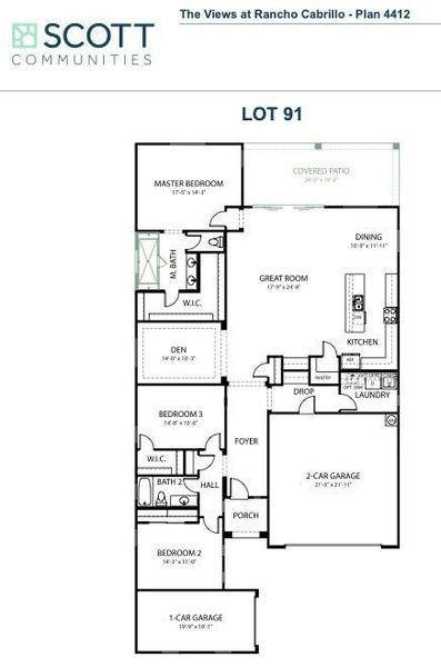 2D floor plan layout of this home in The Views at Rancho Cabrillo, Peoria, AZ (Image 24).