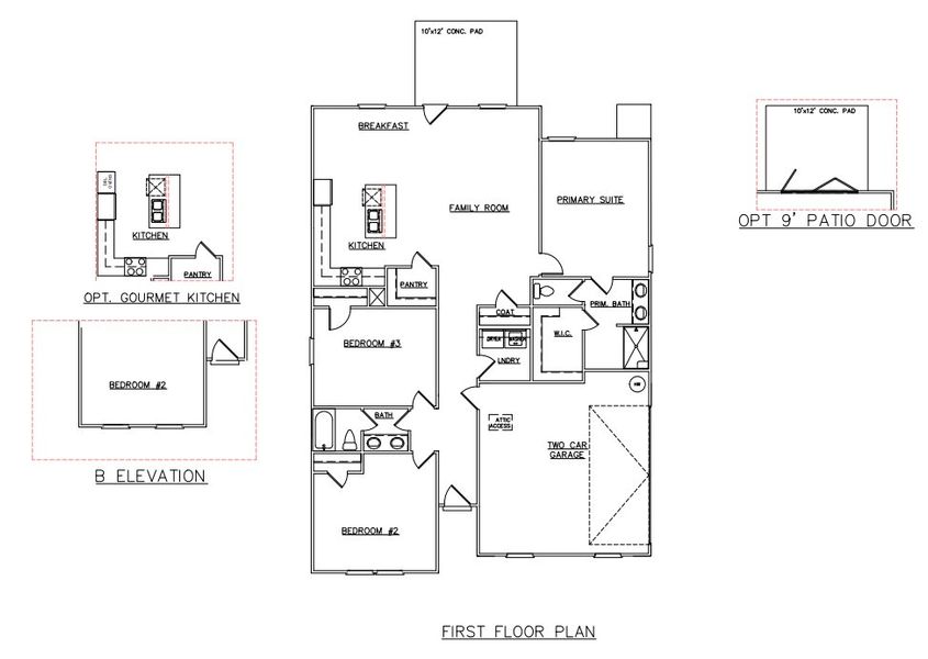2D floor plan layout for the Burton - 11744 by Dream Finders Homes in Evergreen Hills, Piedmont, SC (Image 3).