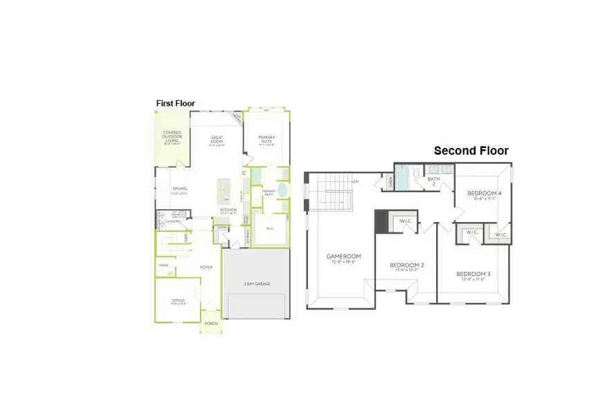2D floor plan layout of this home in View at the Reserve, Mansfield, TX (Image 3).