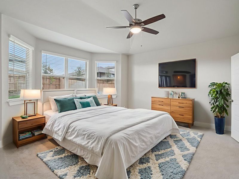 Primary Bedroom in the Medina floorplan at a Meritage Homes community. Primary Bedroom in the Medina floorplan at a Meritage Homes community.