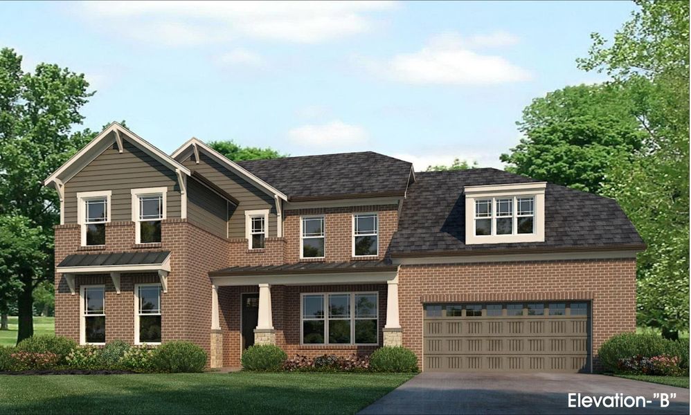 Front exterior of a new home in Lockwood, Collierville, TN, highlighting curb appeal (Image 1). Front exterior of a new home in Lockwood, Collierville, TN, highlighting curb appeal (Image 1).