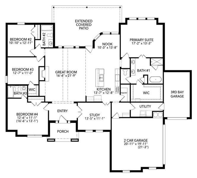 2D floor plan layout of this home in Joshua Meadows, Joshua, TX (Image 2). 2D floor plan layout of this home in Joshua Meadows, Joshua, TX (Image 2).