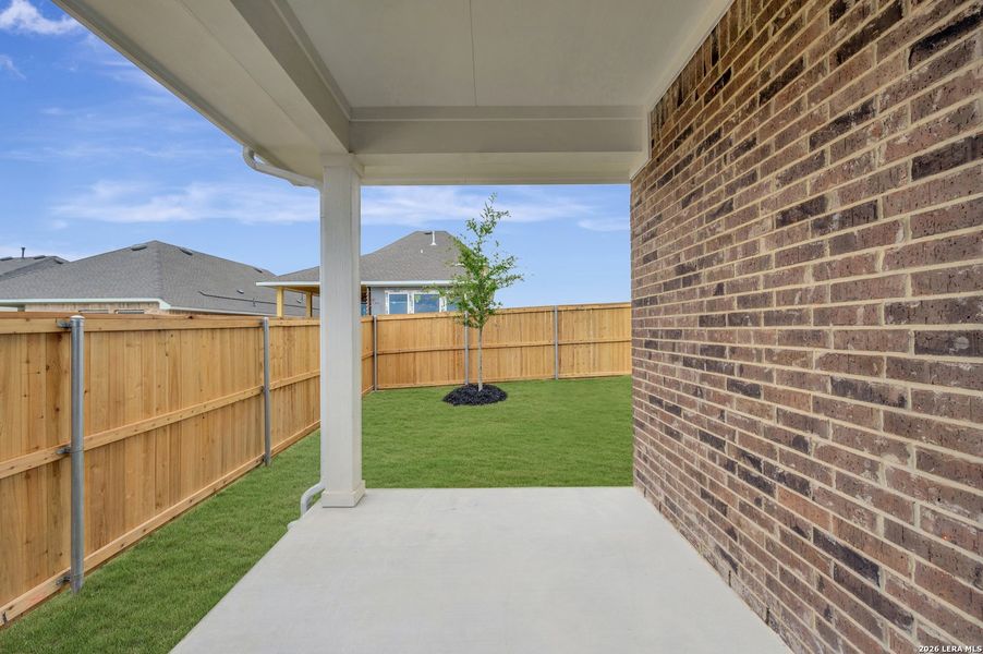 Exterior details and patio area of a home in Mayfair - Select Garden Series, New Braunfels (Image 14).
