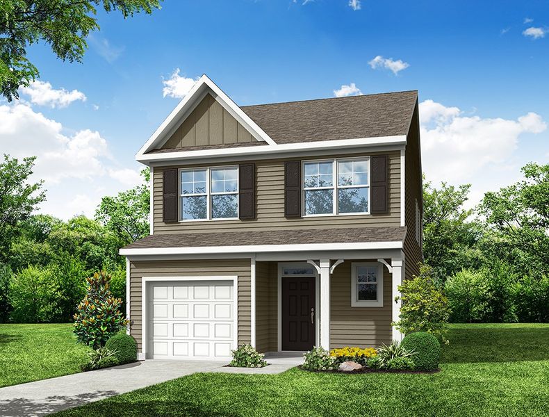 Representative exterior photo of a completed home built from the Patterson by Eastwood Homes in Caldwell Forest, Charlotte, NC (Image 7).