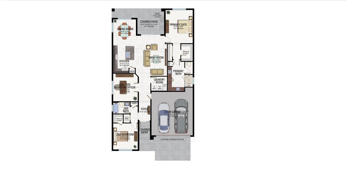 2D floor plan layout for the Camelia by GL Homes in Valencia Ridge, Wesley Chapel, FL (Image 5).