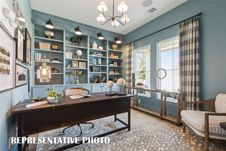 Whether it's the professional working from home or just a relaxing retreat, this home office is just what you have been searching for.  REPRESENTATIVE PHOTO