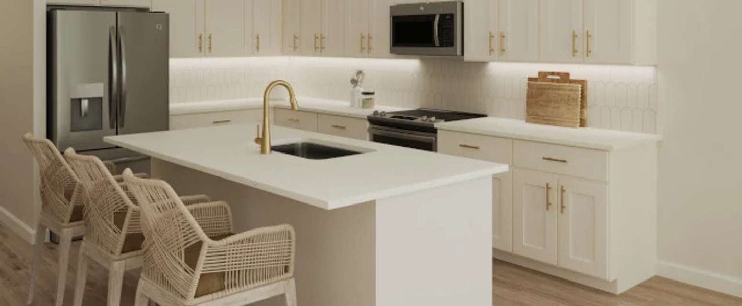 The Catalina's kitchen offers ample counterspace and stunning finishes