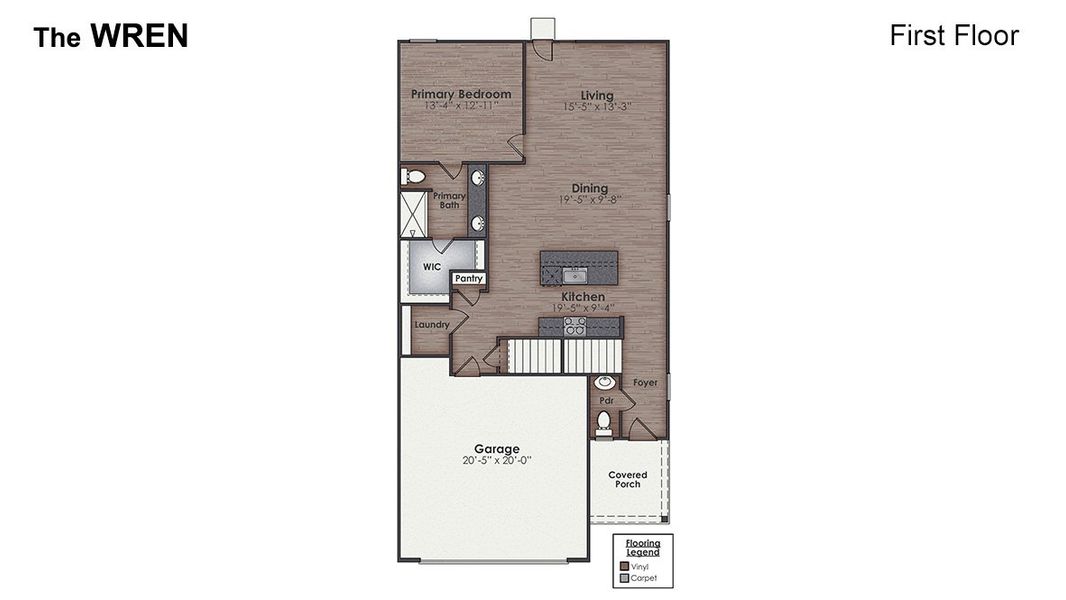 2D floor plan layout of this home in The Pines at Blake Farm, Wilmington, NC (Image 5).