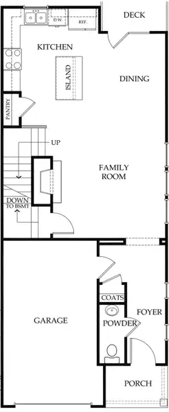 2D floor plan layout for the Melbourne by Rocklyn Homes in Spring Valley, Tucker, GA (Image 3).