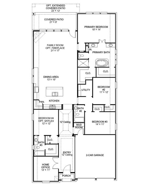 2D floor plan layout of this home in StoneCreek Estates, Richmond, TX (Image 2).