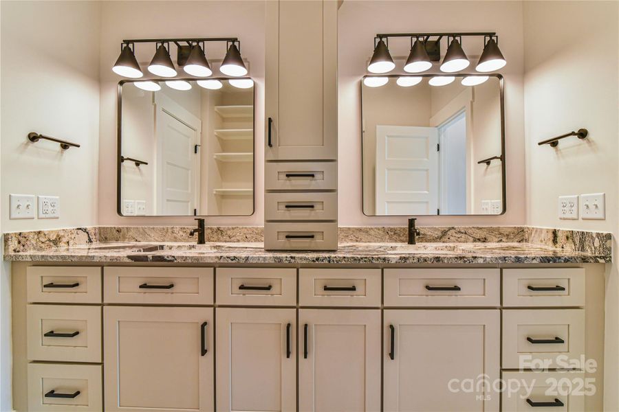 Jack and Jill bath with double sinks. Similar photo.