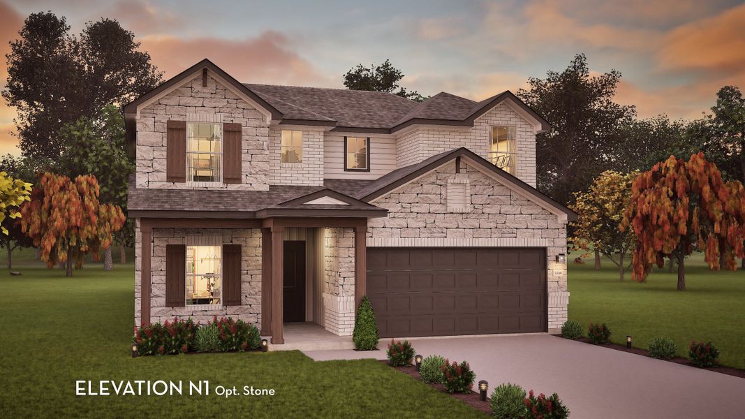 Representative exterior photo of a completed home built from the Blanco by CastleRock Communities in Tabor Ranch, Ponder, TX (Image 16). Representative exterior photo of a completed home built from the Blanco by CastleRock Communities in Tabor Ranch, Ponder, TX (Image 16).