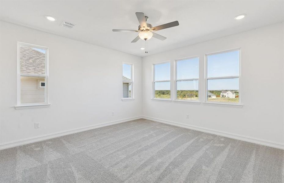 Large windows in upstairs game room