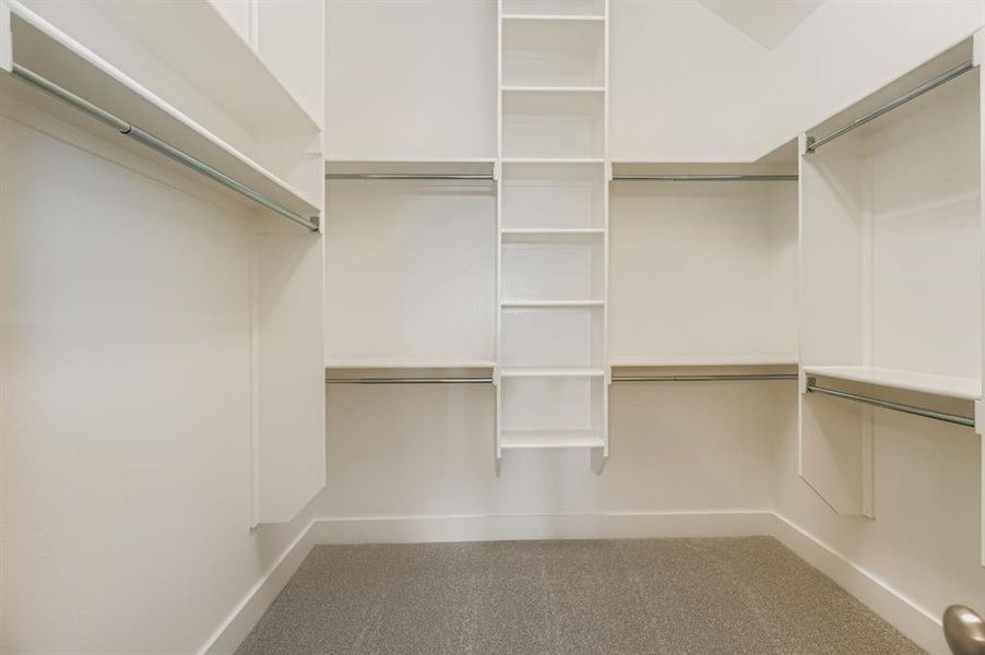 Spacious closet with carpet
