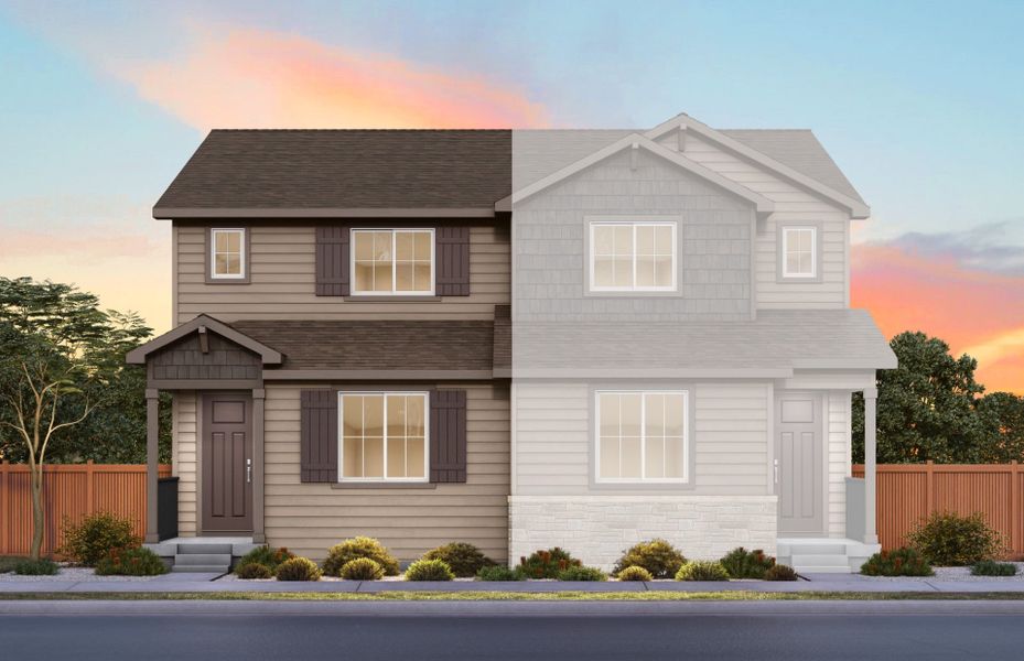 Representative exterior photo of a completed home built from the Altair by Pulte Homes in Sky Ranch, Aurora, CO (Image 2). Representative exterior photo of a completed home built from the Altair by Pulte Homes in Sky Ranch, Aurora, CO (Image 2).