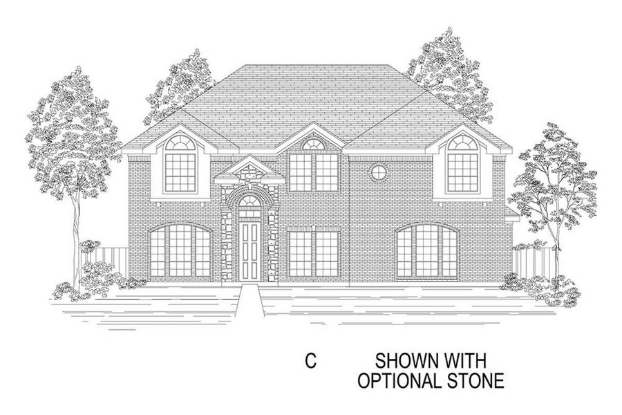 Representative rendering of the exterior for the Hillcrest 2FS (w/Media) by First Texas Homes (Image 8).