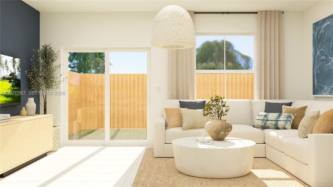 Furnished interior view inside a new home in Villas De San Diego, Miami (Image 2). Furnished interior view inside a new home in Villas De San Diego, Miami (Image 2).