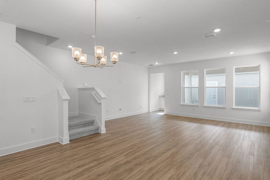 Representative unfurnished interior of a home built from the Franklin by Rockwell Homes in Harvest at Ovation - Townhomes, Winter Garden (Image 27). Representative unfurnished interior of a home built from the Franklin by Rockwell Homes in Harvest at Ovation - Townhomes, Winter Garden (Image 27).