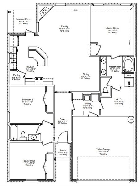 2D floor plan layout for the The Lily by Avonley Homes in Austin's Colony, Bryan, TX (Image 2). 2D floor plan layout for the The Lily by Avonley Homes in Austin's Colony, Bryan, TX (Image 2).