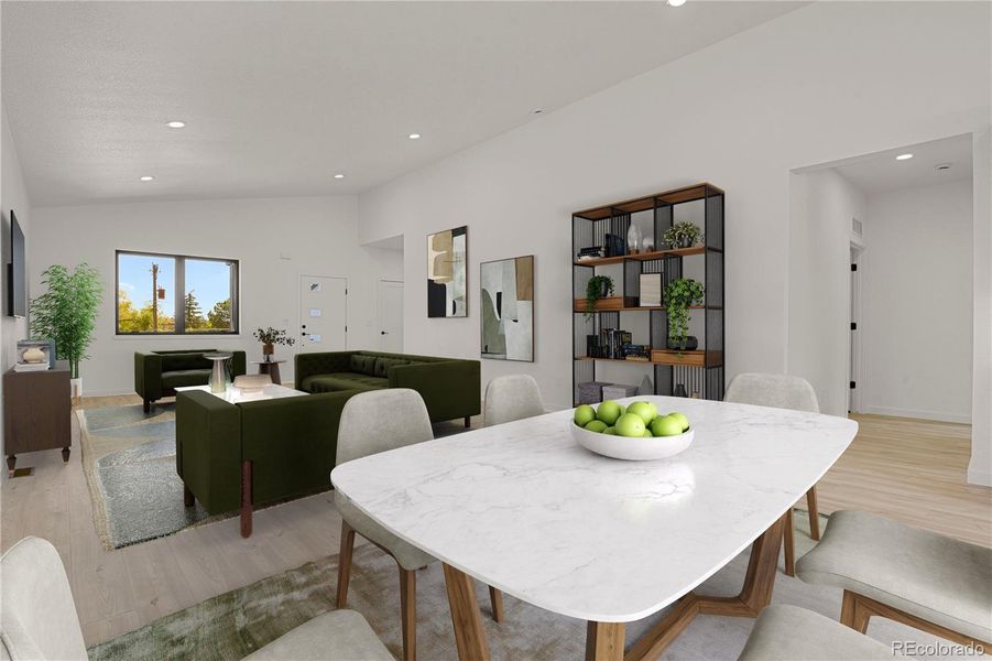 Open main level with Mohawk luxury vinyl flooring. Virtually Staged Open main level with Mohawk luxury vinyl flooring. Virtually Staged