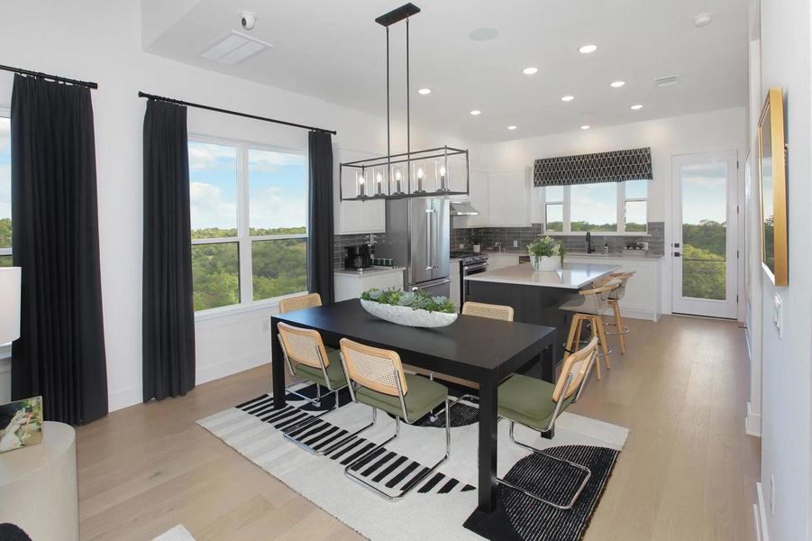 Furnished interior view inside a new home in Rough Hollow The District, Lakeway (Image 13).