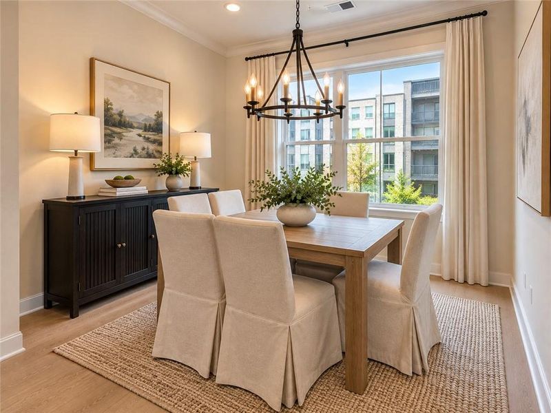 Furnished interior view inside a new home in Townes at South Main, Kennesaw (Image 8). Furnished interior view inside a new home in Townes at South Main, Kennesaw (Image 8).