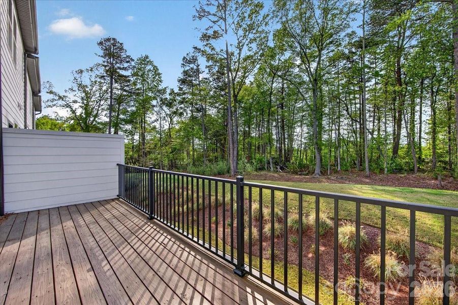 Second floor outdoor living with tree views