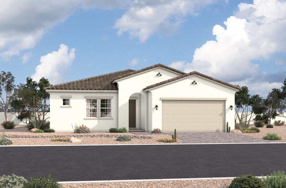 Representative exterior photo of a completed home built from the Crescent by Beazer Homes in Sanctuary, Phoenix, AZ (Image 8). Representative exterior photo of a completed home built from the Crescent by Beazer Homes in Sanctuary, Phoenix, AZ (Image 8).