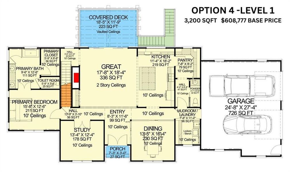 BUILD OPTION 4 LEVEL 1: View of home floor plan