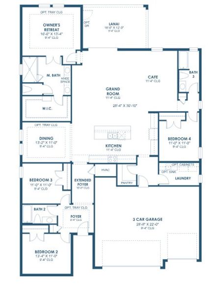 2D floor plan layout for the Hyde Park III by Homes by WestBay in Pasadena Woods, Wesley Chapel, FL (Image 3).