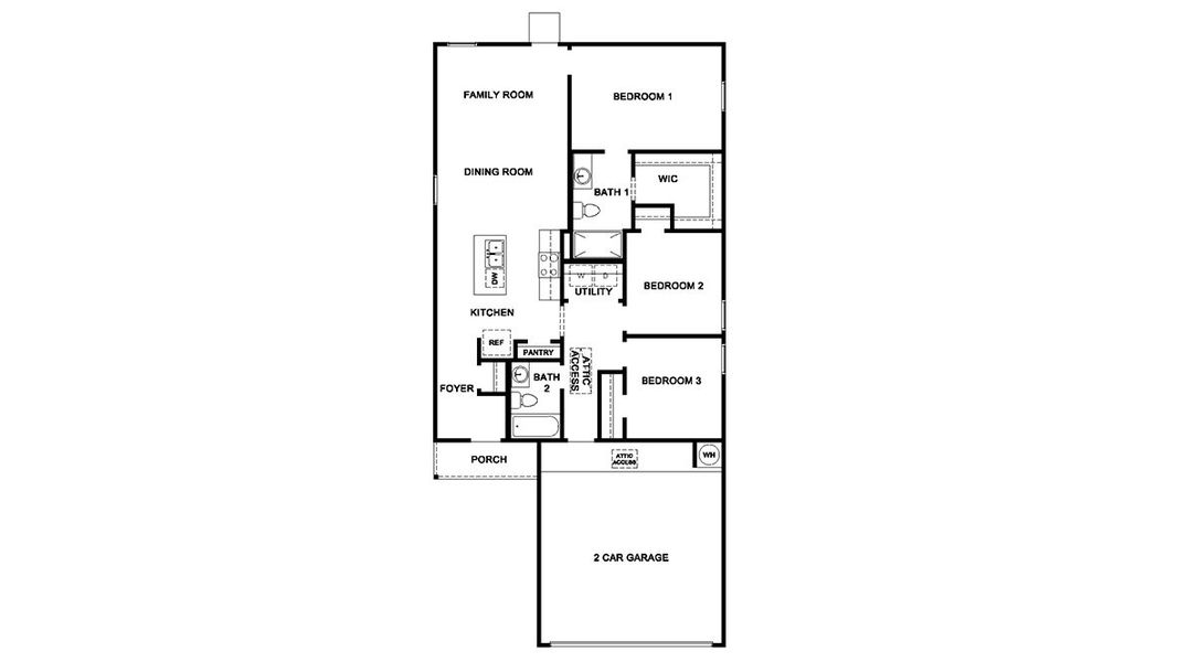 2D floor plan layout for the The Atlanta by D.R. Horton in Avenida, Converse, TX (Image 3).