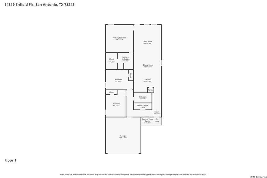 2D floor plan layout of this home in Brookmill, San Antonio, TX (Image 4).