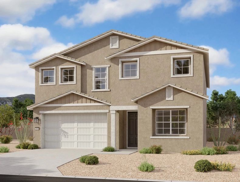 Exterior elevation rendering. Representative images and renderings are for illustrative purposes. Actual structural options and design finishes of home may vary. Exterior elevation rendering. Representative images and renderings are for illustrative purposes. Actual structural options and design finishes of home may vary.