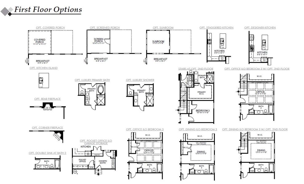 2D floor plan layout for the Anson by Eastwood Homes in The Enclave at French Quarter Creek, Huger, SC (Image 4).
