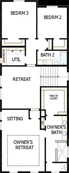 2D floor plan layout of this home in Two Step Farm - Cottages Row Collection, Montgomery, TX (Image 5).