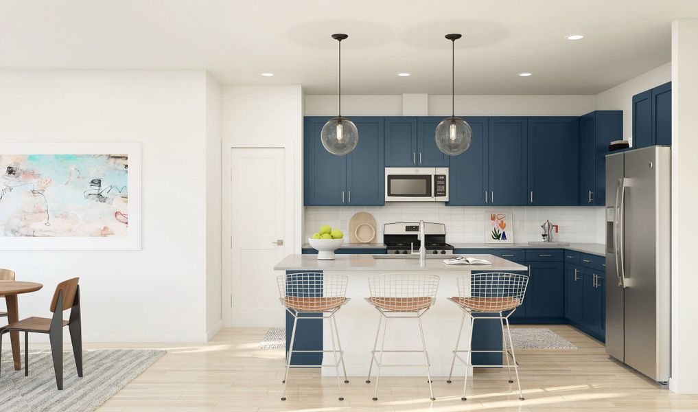 Kitchen with pendant lighting