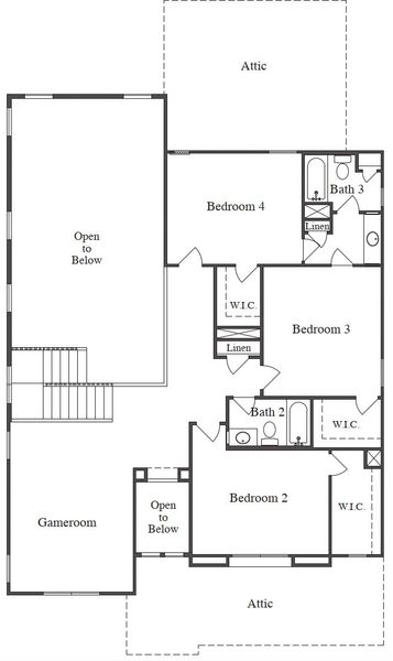 2D floor plan layout for the 3204 by Texas Homes in Ventana, Bulverde, TX (Image 4).