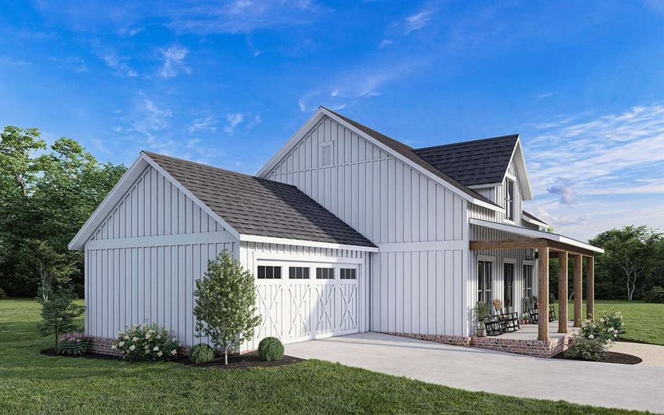 Front exterior of a new home in Parallel Pastures, Poolville, TX, highlighting curb appeal (Image 13).