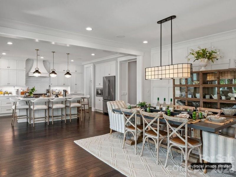 Dining flows into the Kitchen