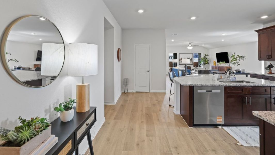 Furnished interior view inside a new home in Prairie Oaks, Oak Point (Image 3).