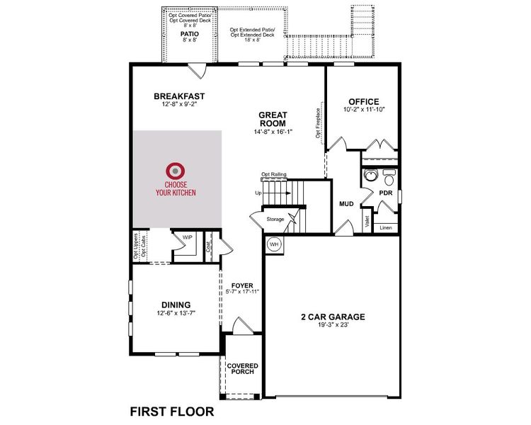 2D floor plan layout for the Tifton Ii by Beazer Homes in Easton Walk, Lawrenceville, GA (Image 3).
